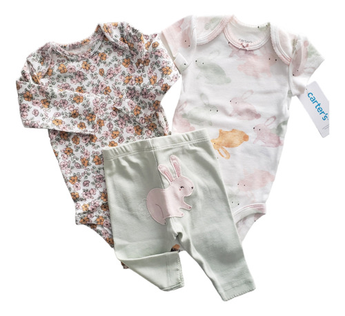 Set Beba Carters Conejo Flores 3 Meses 