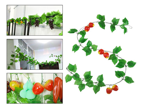 3 Hojas De Frutas Artificiales, Ratán, Hojas Manzana