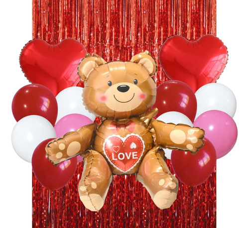 Kit Combo Globos Oso San Valentin Corazon Love