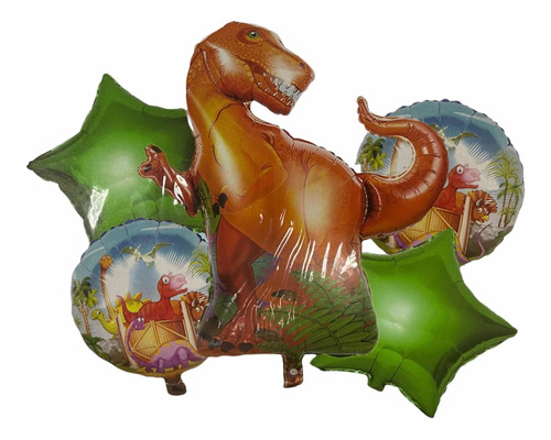 Imagen 1 de 2 de Set De Globos Dinosaurio X 5 -  Universo Mágico