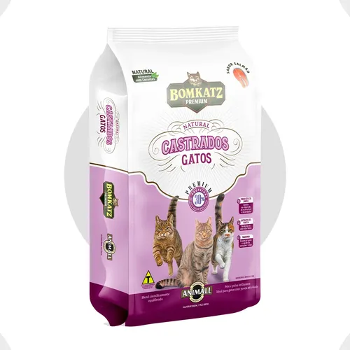 Bomkatz Premium Gatos Castrados Sabor Salmão 10,1kg | MercadoLivre