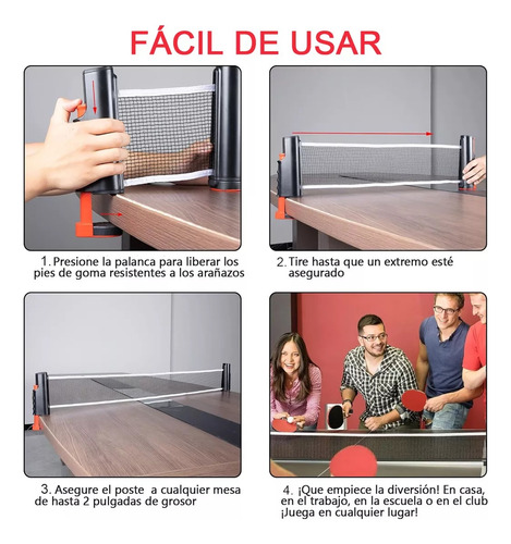 Red Ping Pong - Malla Retractil Adaptable A Cualquier Mesa