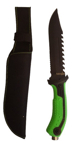 Cuchillo Survivor Militar De Caza Y Combate Mango Verde