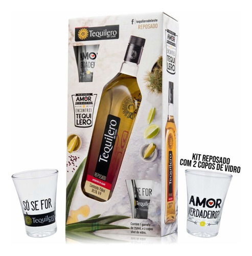 Kit Tequila Tequilero Ouro/reposado 750ml + 2 Copos Shot