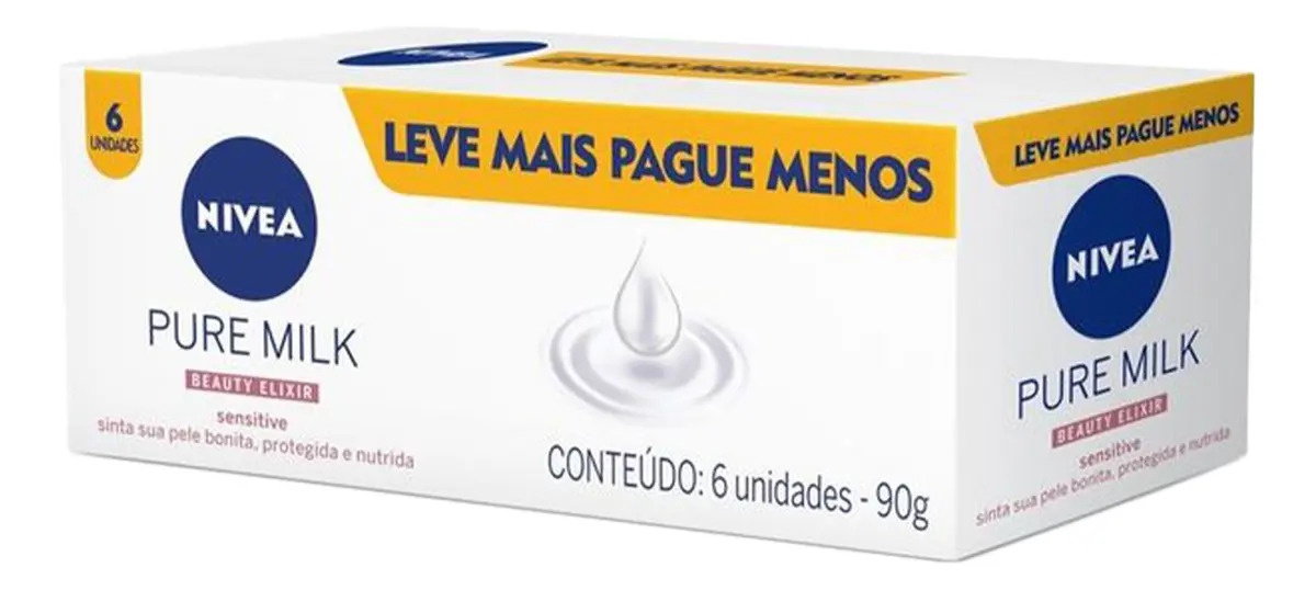 Nivea Sabonete Em Barra Pure Milk Sensitive Promo 6 Uni 90g
