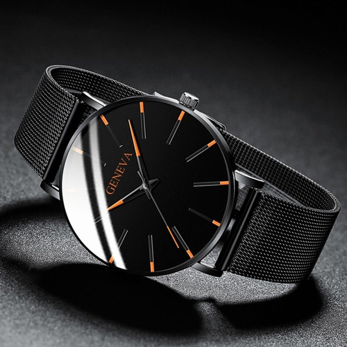 Minimalista Moda Masculina Rel Gios Ultra Finos Simples.
