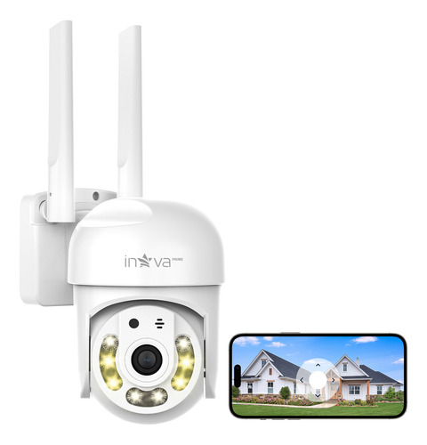 Câmera de Segurança Externa 2K PTZ com Visão 360°, Rastreamento Automático, WiFi 2.4G, Áudio Bidirecional, Visão Noturna em Cores e IP66 à Prova d'Água para Monitoramento Residencial