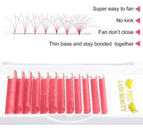 Easy Fan D-0.07-8-15 - Extensiones De Pestañas De Color Rosa
