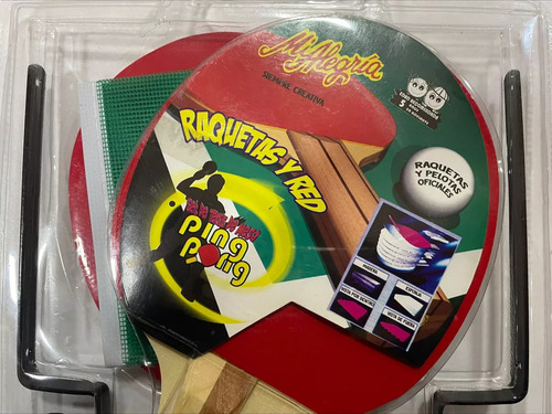 Pack De 2 Raquetas Mi Alegría Con Red Y 3 Pelotas Color Rojo Tipo De Mango Madera