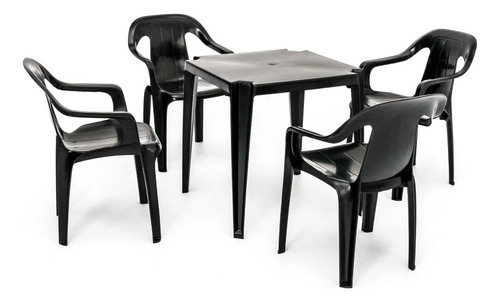 Conjunto Mesa E 4 Cadeiras De Plástico Poltronas Goyana