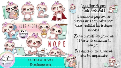 Cliparts Imagenes Png Cute Sloth Perezoso Set1