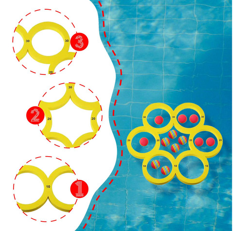 Juego De Lanzamiento Para Piscina Con Puntuación Y 12 Bolas