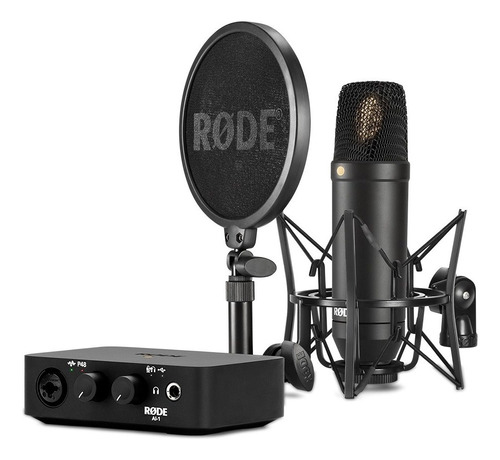 Microfone de estúdio Rode Kit NT1a+Ai1 com suporte Smr, cor preta