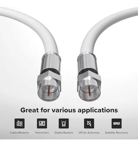 Pack De 2 Pies De Cable Coaxial Rg6 Para Tv E Internet