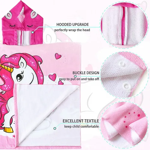Novforth -toalla De Unicornio Con Capucha Para Piscina, Bano