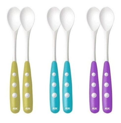 Set 2 Cucharas Bebe Nuk Largas Plasticas + 6 Meses Papilla