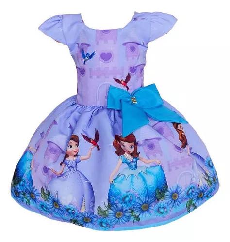 Vestido Fantasia Princesinha Sofia (Festa) + Acessórios + Frete Grátis –  Tudo Mamães