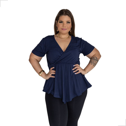 Blusa Feminina Bata Decote V Plus Size