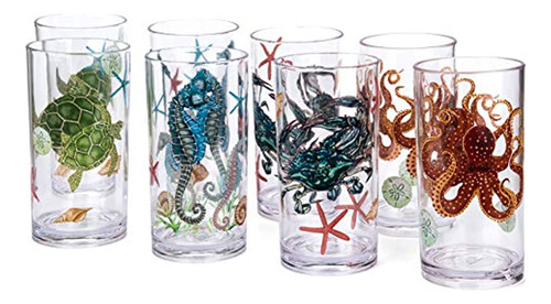 Sea Ocean Life Vasos De Plástico De 20 Onzas Juegos De Vasos