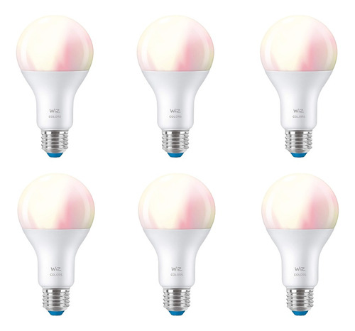 Pack X 6 Lamparas Led Bulbo A67 Wiz Wifi Color Rgbw 13w E27 