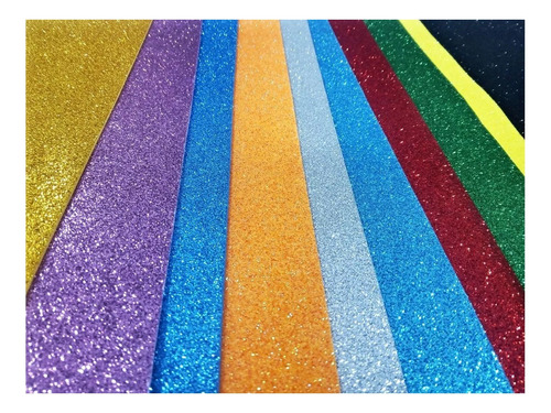 Pack X 10 Goma Eva Glitter 40 X 60 Cm - Colores Surtidos