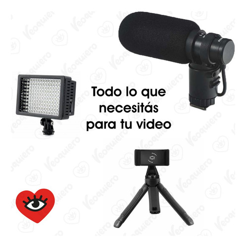 Kit Streaming Luz Led Iluminador Cámara Microfono Celular Veoquiero