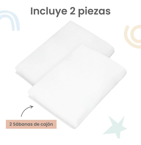 Nap, Set De 2 Sabanas De Cajón Para Colecho (70x100) Algodón Blanco Liso