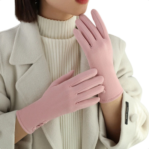 Guantes De Tela Mujer Invierno Touch Interior Piel Elegante 