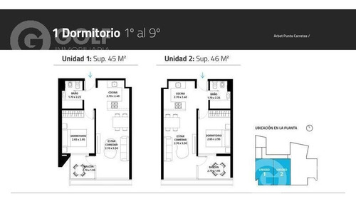Vendo Apartamento 1 Dormitorio, Garage Opcional, En Construcción, En Punta Carretas.