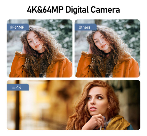 Cámara De Vídeo Digital Slr Dsl, Videocámara 4k Hd De 64mp