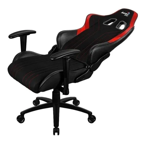 Silla de escritorio AeroCool Aero 1 Alpha gamer ergonómica negra y roja con tapizado de cuero sintético