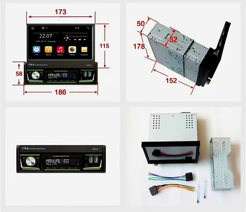 Radio Multimedia Pantalla Retráctil Android Wifi Gps C/cam.