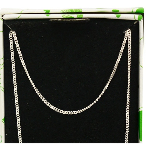 Cadena De Plata Hombre Mujer Chata Eslabon Cubano 60 Cm Color Plateado