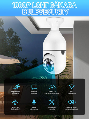 2pcs Cámara De Seguridad Wifi De 360° Visión Nocturna Alarma