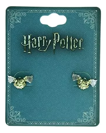 Harry Potter Pendientes de botón de Snitch de oro