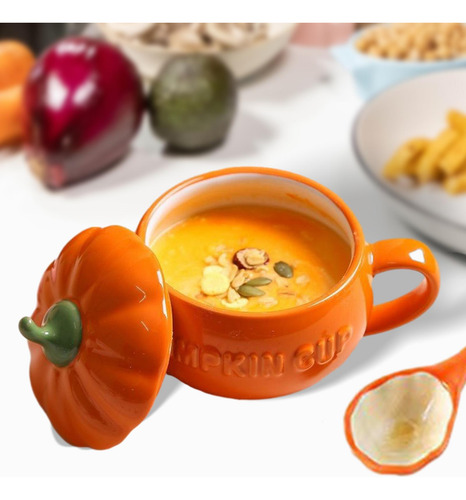 Taza De Cerámica De Calabaza, Taza De Pequeño Con Cuchara