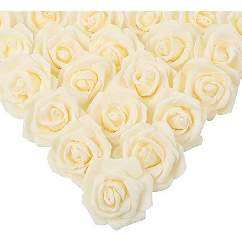 Rosas Artificiales Realistas 7cm Crema X 100u