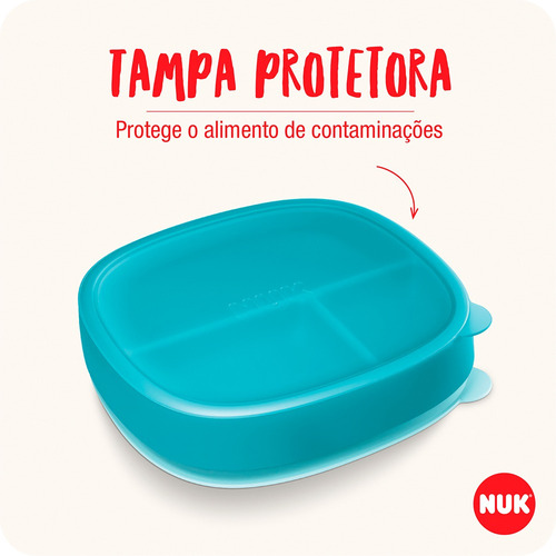 Kit 2 Pratos Infantil Com Divisória Tampa E Ventosa - Nuk