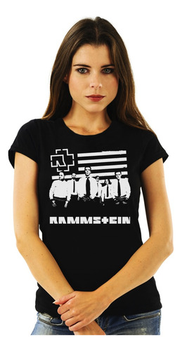 Polera Mujer Rammstein Flag Integrantes Rock Impresión Direc