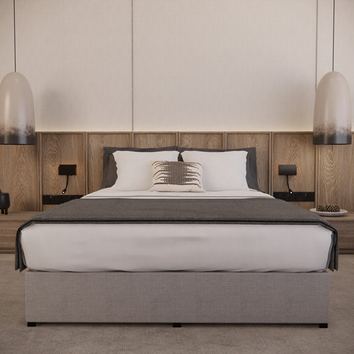 Base De Cama Queen Size Armable Madera Colchones Recamaras Gris