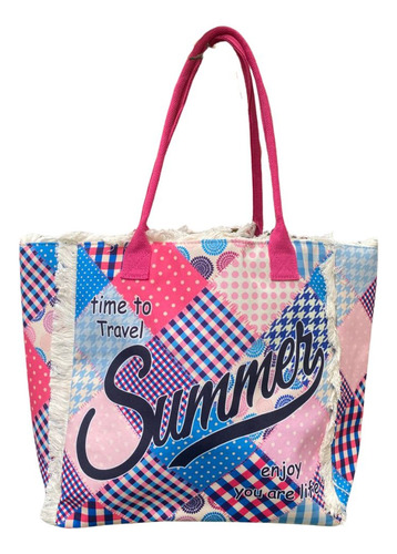 Maxi Bolso De Playa Summer - Fucsia