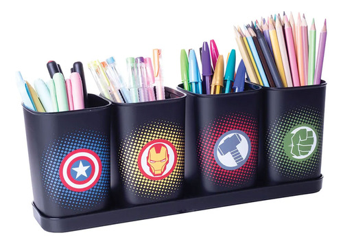 Kit 4 Porta Caneta Lápis Organizador Avengers Vingadores