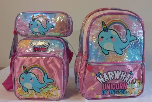 Mochila Unicornio Narwhal Kit Mochila lonchera lapicera