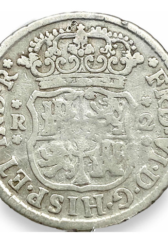 Wow Moneda De México De Plata 2 Reales Columnaria Año 1753 (Usado)