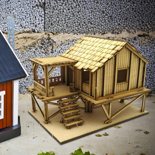 Casa De Rompecabezas 3d De Madera 1/72 Cabaña De Estilo A