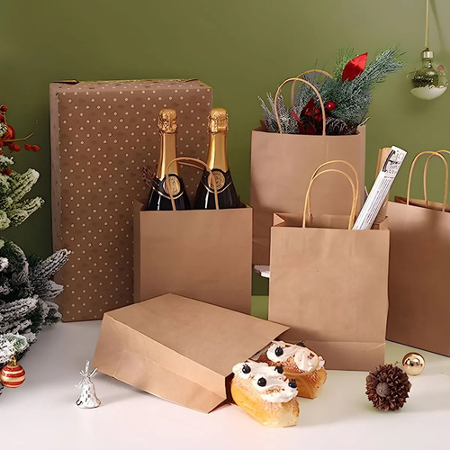 50 Bolsas De Papel Kraft Ecológicas Portátil Decorativas TIANZHI color Marrón