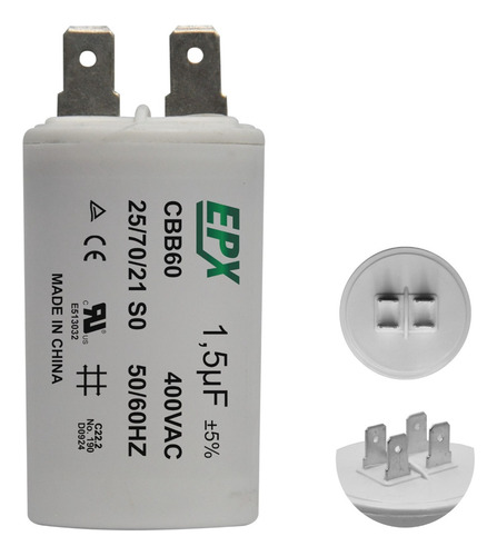Capacitor Permanente 1,5uf 400v Terminal Duplo Cbb60