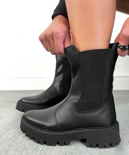 Bota Chelsea Feminina Plataforma Tratorada Blogueira Passway