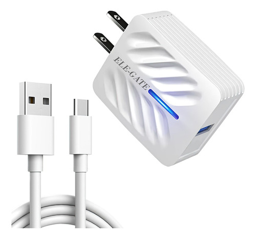 Cargador Cable Usb A Tipo C Carga Rápida Quick Charge 3.0 Color Blanco