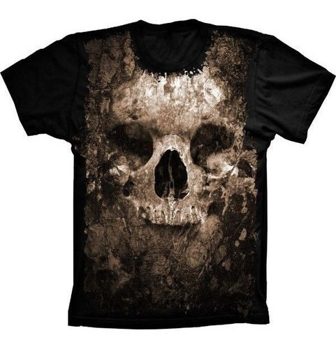 Camiseta Estilosa 3d Fullprint Skull Crânio Illusion